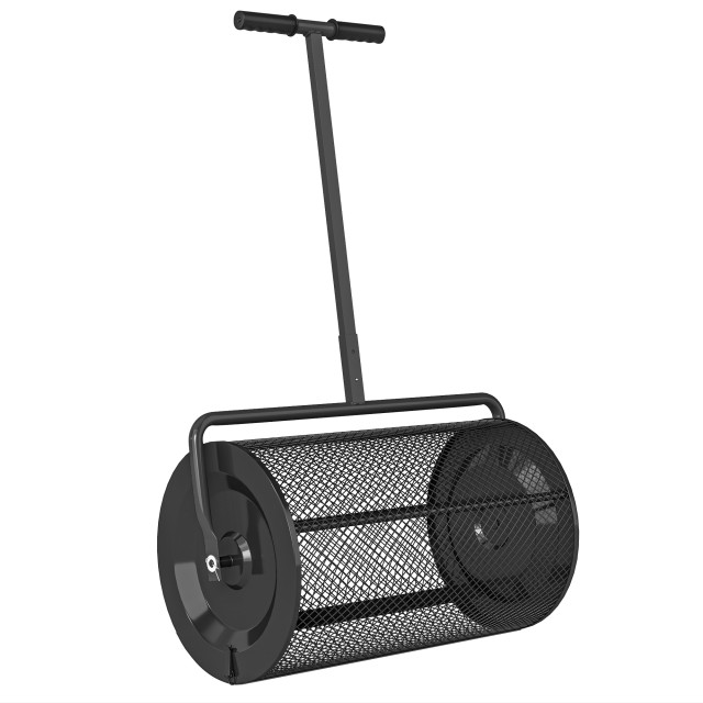 Outsunny Μεταλλικός Διασκορπιστής Λιπάσματος 75L με Ρυθμιζόμενη Λαβή Τ και Επενδυμένη Χειρολαβή, 70x40x112 cm, Μαύρο 84H-363V00BK