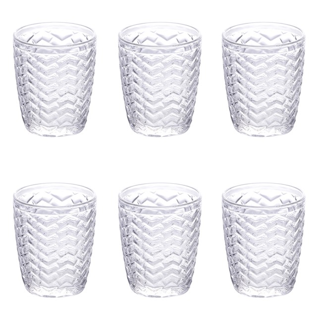Villa dEste Home Σετ 6 Ποτήρια Νερού 295 ml με Ανάγλυφη Επιφάνεια Twist 5900635