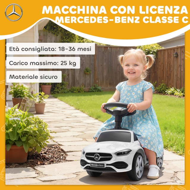 AIYAPLAY Παιδικό Αυτοκίνητο Mercedes Benz με Κόρνα και Χώρο Αποθήκευσης, 65x28x39 cm, Λευκό 370-438V00WT