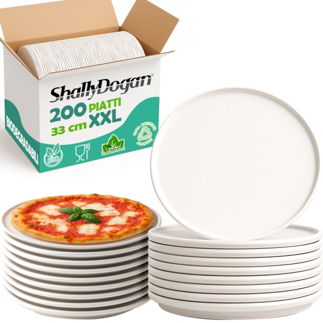 Shally Dogan 200 Πιάτα για XXL Πίτσα από 100% Βιοδιασπώμενη Κυτταρίνη Μίας Χρήσης 33 εκ. 02001609