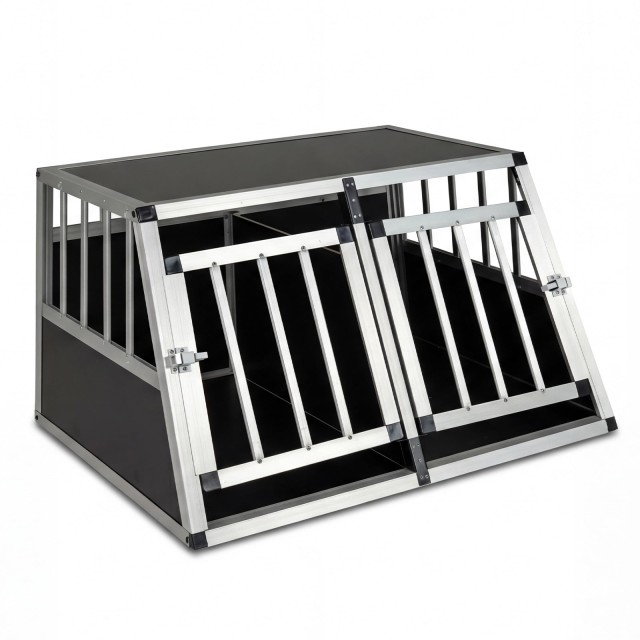 Costway Αλουμινένιο κλουβί μεταφοράς σκύλου με κλειδωμένη πόρτα και αφαιρούμενο διαχωριστικό, ασημί, 50,5 x 69 x 89 cm PW10154