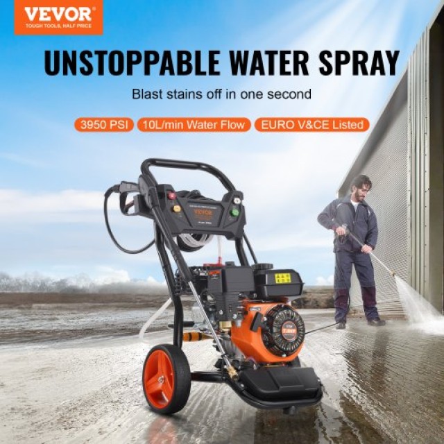 VEVOR  Πλυστικό Μηχάνημα Βενζίνης 3950 PSI 10L/λεπτό 2.6 GPM με 5 Ακροφύσια για Αυτοκίνητα RYGYQXJTBLS1HKY35V0