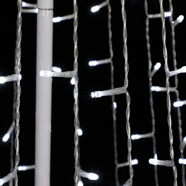 BAKAJI  Φωτεινό Χριστουγεννιάτικο Δέντρο 224cm 592 LED Ψυχρό Λευκό 8 Εφέ Φωτισμού Μεταλλικό Εξωτερικού Χώρου  02826170
