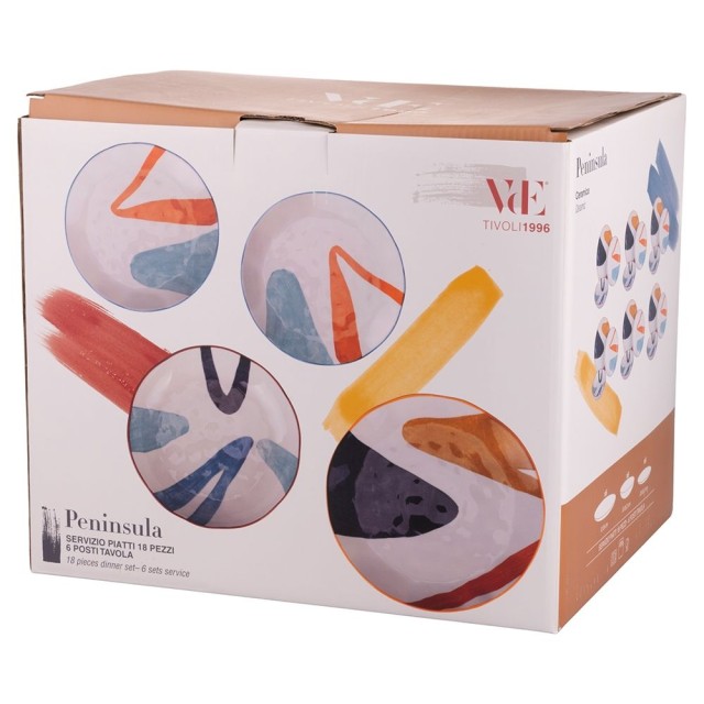 Villa DEste  Σετ πιάτων 18 τεμαχίων από κεραμικό για 6 άτομα τραπεζιού Peninsula 5922474