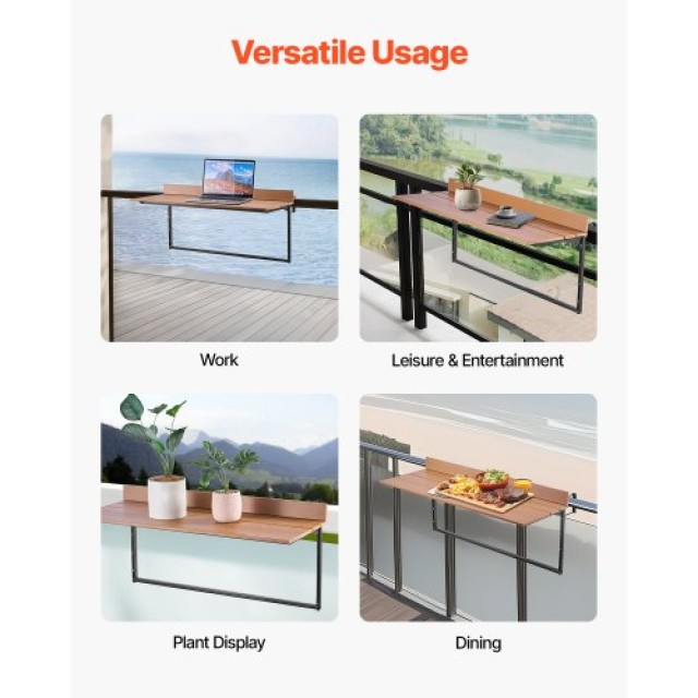 VEVOR Ρυθμιζόμενο Τραπέζι Μπαλκονιού 15 x 39 in FXGZFM15INCH2IBS1V0