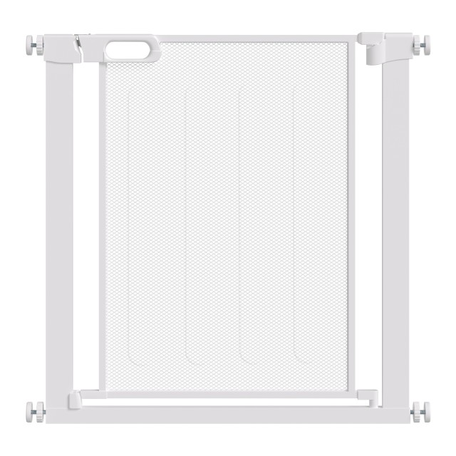 PawHut Ρυθμιζόμενη Πόρτα Ασφαλείας για Σκύλους με Αυτόματο Κλείσιμο, Ατσάλι και ABS, 75-82x76 εκ., Λευκό D06-144WT