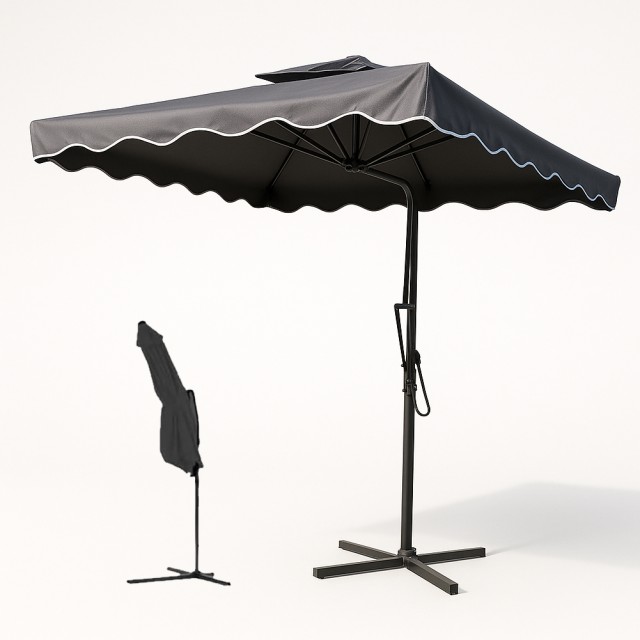 BAKAJI Κεντρική Ομπρέλα Κήπου 2,5μ με Πλάγιο Πόλο και Γκρι Αποχρώσεις 02842398