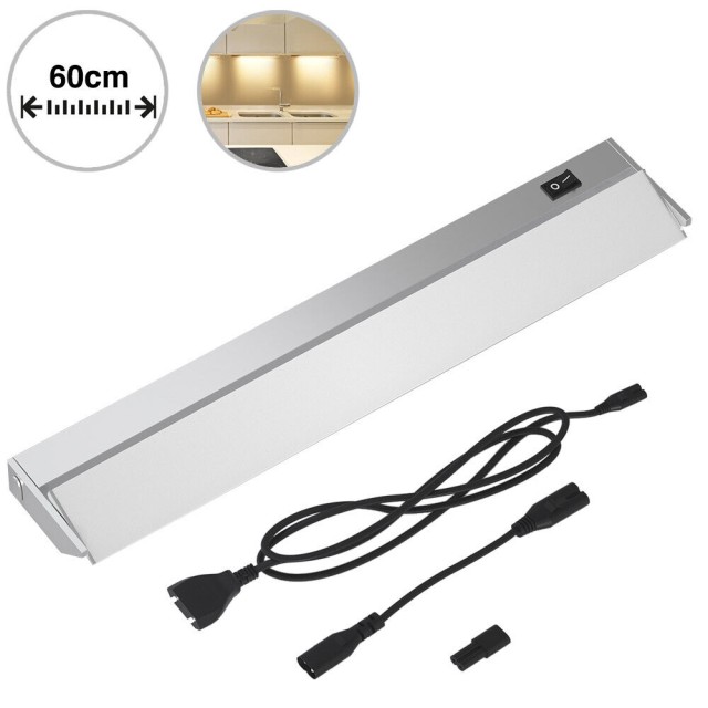 BAKAJI Λαμπα LED Κάτω από Ντουλάπι 60cm για Κουζίνα/Ντουλάπα - 60 LED, Αλουμίνιο 02833773