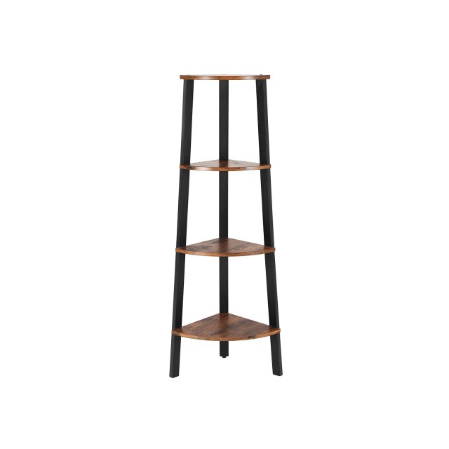 VASAGLE Γωνιακή Ραφιέρα Βιομηχανικού Στυλ 33.9x33.9x124.5cm με 4 Ράφια σε Μαύρο και Καφέ LLS34X