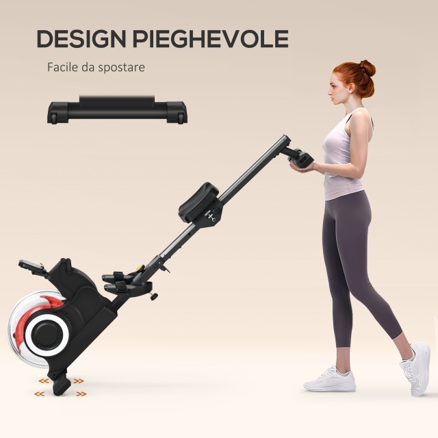 SPORTNOW Πτυσσόμενο Κωπηλατικό με Νερό με 6 Επίπεδα Αντίστασης από Ατσάλι και PC 190x50x65 cm Κόκκινο A90-362V00BK