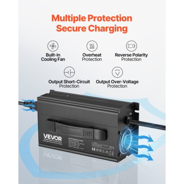 VEVOR Φορτιστής Μπαταρίας Λιθίου 43.8V AC-DC LiFePO4 για RV FCCDQ36V18A0H25XP001V2