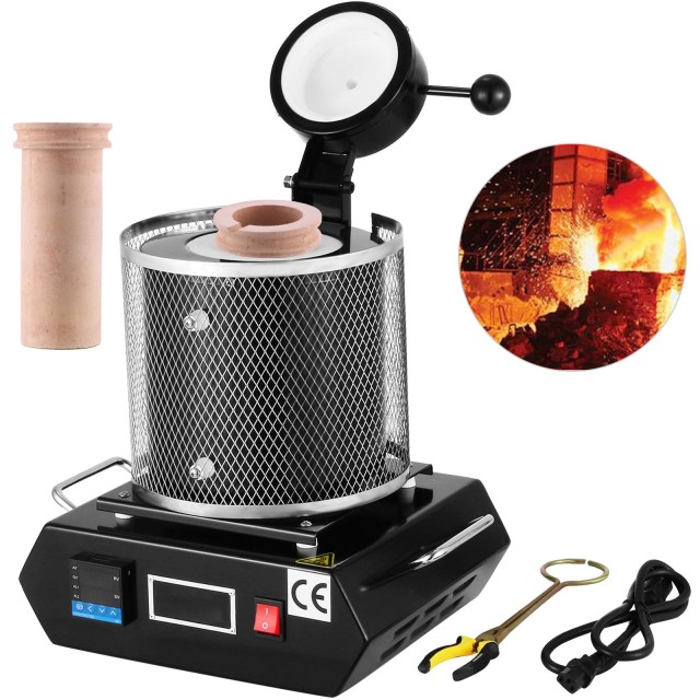 VEVOR Κλίβανος Χυτευτικών Μετάλλων 3KG, 1150℃, 1350W, Με Κεραμικό Χωνευτήρι (5 x 15 cm) DRJLCGTCGG3KX1VHA001V2