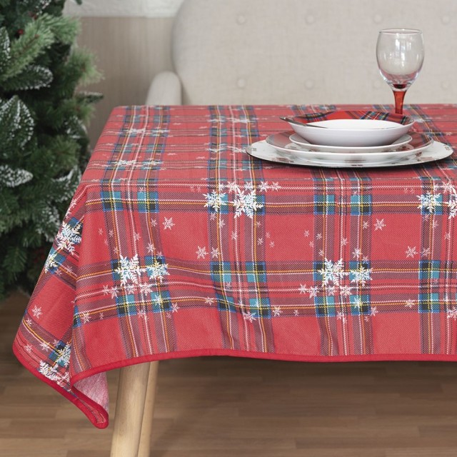Galileo Χριστουγεννιάτικο τραπεζομάντιλο 140x300 cm από πολυεστέρα και βαμβάκι 14 θέσεων Santas House 5912998 Τυχαία Επιλογή Χρωμάτων