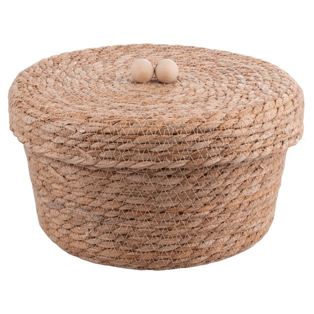 Galileo Πολυχρηστικό καλάθι με καπάκι πλεγμένο από φυσικές ίνες 27x15 εκ. Sibilla 5922694