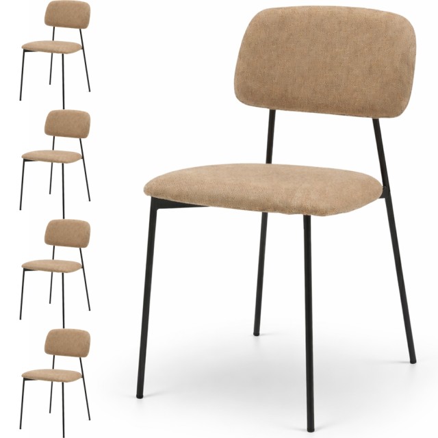 BAKAJI Σετ 4 Καρέκλες Παρίσι Τορτόρα με Υφασμάτινη Επένδυση και Μεταλλική Κατασκευή - Εργονομικό Κάθισμα 02001739