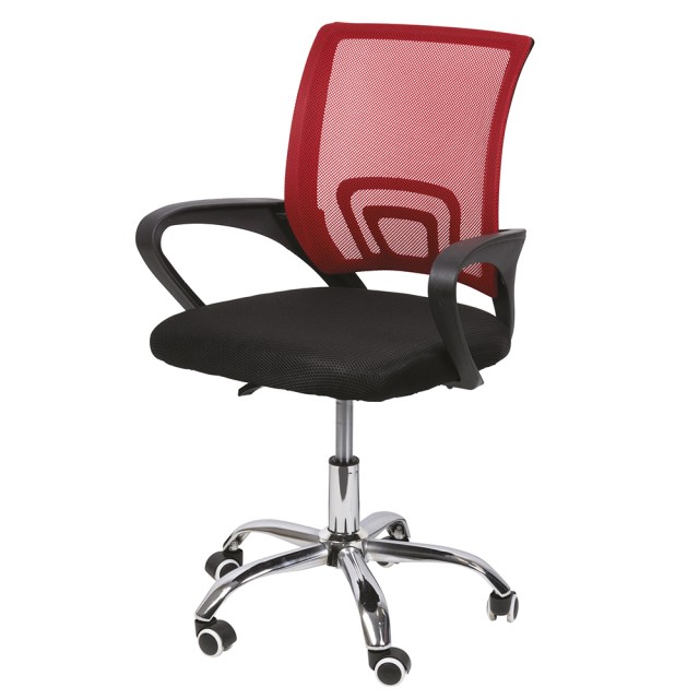 Galileo Καρέκλα γραφείου με ρόδες, διάτρητο πλάτη, ρυθμιζόμενο ύψος, μαύρο και κόκκινο Deluxe 2188572