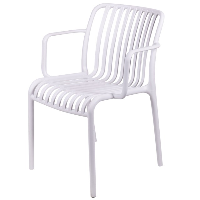 Galileo Καρέκλα με μπράτσα από πλαστικό PP 56x56.5x79.5 cm σχέδιο ρίγες λευκό Paris 2188392