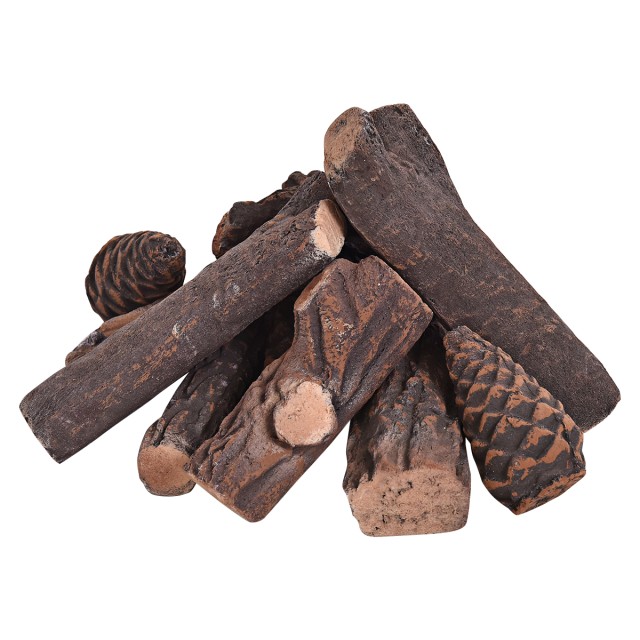 Costway 9 Τεμάχια Τεχνητά Κεραμικά Ξύλα για Τζάκι Αερίου & Ηλεκτρικό Τζάκι HW56385