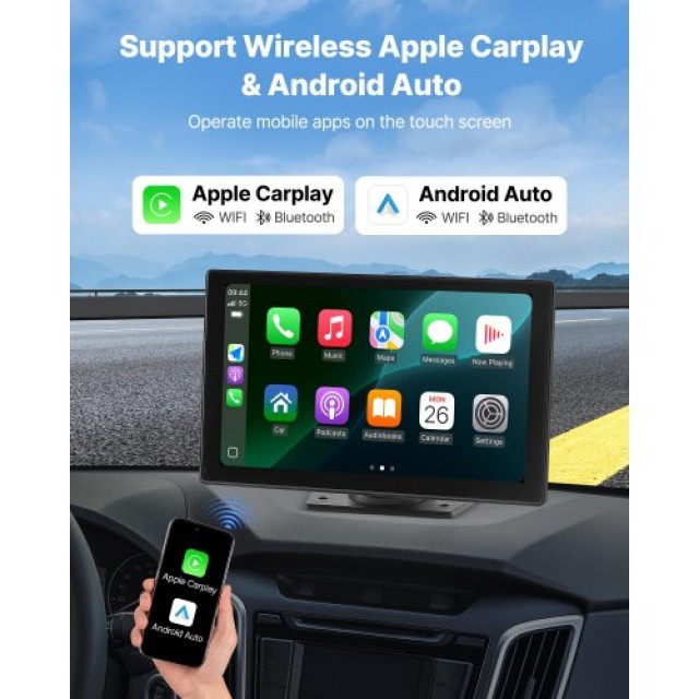 VEVOR Ράδιο Αυτοκινήτου Με Οθόνη Αφής CarPlay 9 Backup Camera CZZKP9INCHBD3G8EV001V9