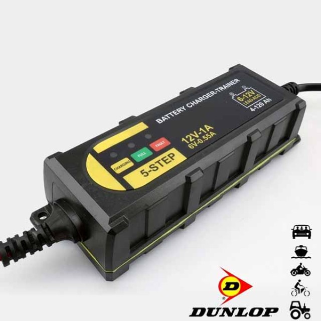 DUNLOP Φορητός Φορτιστής & Συντηρητής Μπαταρίας Αυτοκινήτου/Μοτοσικλέτας 6V/12V Dunlop με Καλώδια 01822804