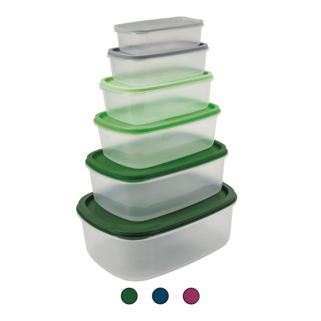 Galileo Σετ 6 δοχείων διατήρησης φρεσκάδας με καπάκι και δυνατότητα στοίβαξης εξοικονόμησης χώρου SChef 5911005 Τυχαία Επιλογή Χρωμάτων