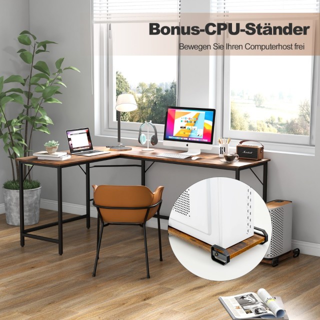 Γραφείο Υπολογιστή σε Σχήμα L με Ενσωματωμένες Πρίζες και USB Θύρες 125 , 168 x 50 x 74,5 cm CB10477DE-CF Costway