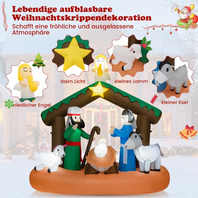 Costway Φουσκωτή Χριστουγεννιάτικη Διακόσμηση Γέννησης 180 εκ με LED Φώτα. CM24297DE