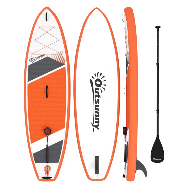 Outsunny Φουσκωτή Αντιολισθητική Σανίδα Stand Up Paddle 320 x 82 x 15 εκ., Πορτοκαλί A33-037V00OG