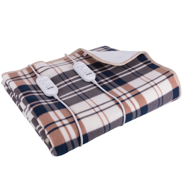 Kooper Διπλή θερμαινόμενη κουβέρτα Tartan 140x160 cm με 2 τηλεχειριστήρια για ανεξάρτητη θέρμανση, χαμηλή κατανάλωση 2x60 W Pisola 5905924