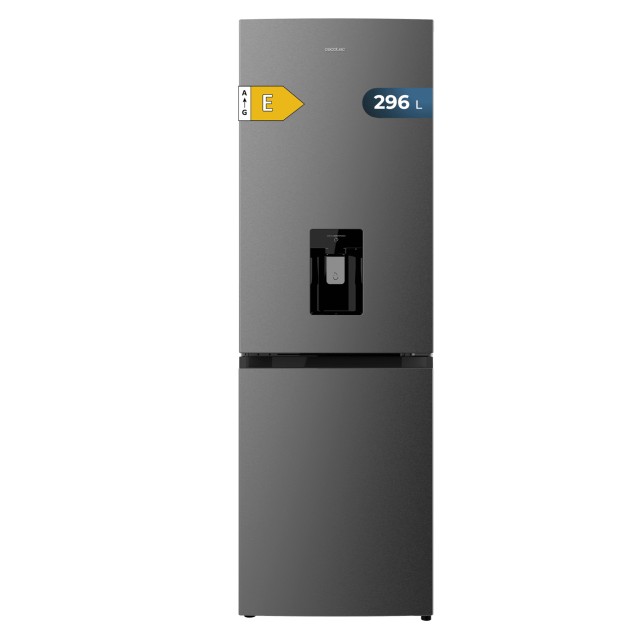 CECOTEC Ψυγειοκαταψύκτης Inox Dark Bolero CoolMarket Combi 296 DF WD Dark με DeFrost, 185x60 cm, 296L, Διανομέα Νερού, Εσωτερικό Φωτισμό και Συρτάρι Λαχανικών/Φρούτων CEC-103804