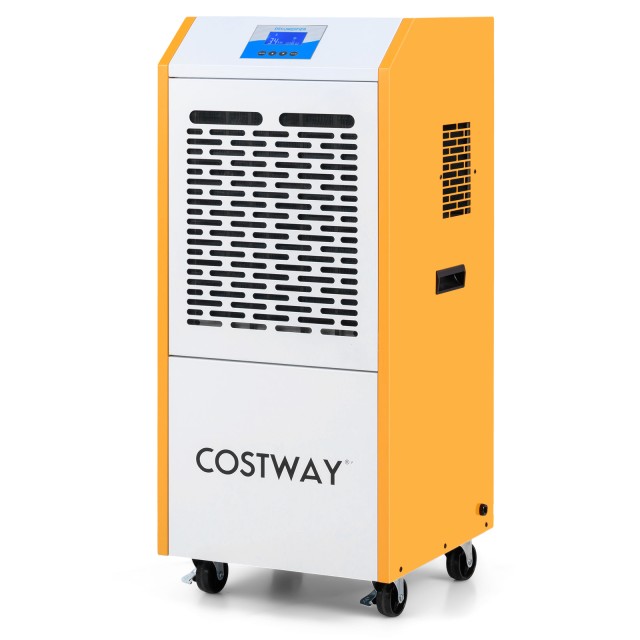 Costway Επαγγελματικός αφυγραντήρας 90L/ημέρα με αντλία, σωλήνα αποστράγγισης, 4 ρόδες και χρονοδιακόπτη 24 ωρών ES10638DE-YE