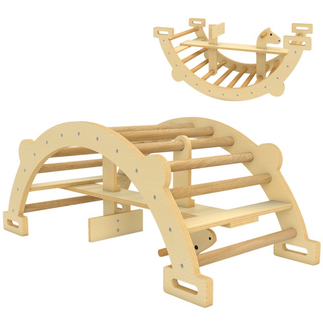 AIYAPLAY Ξύλινη Μοντεσσοριανή Αψίδα για Παιδιά 2-4 Ετών Μετατρέψιμη σε Κούνια 110x52x45 εκ, χρώμα Ξύλου 331-100V00ND