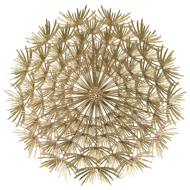 Villa dEste Home Σετ 6 τμχ Χρυσό Στρογγυλό Σουπλά 38 εκ. Σχέδιο Ανθός Gold Flower 5912192