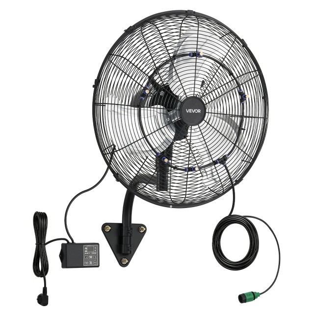 VEVOR Επιτοίχιος Ανεμιστήρας 505 mm με Περιστροφή και Υδρονέφωση, Τηλεχειριστήριο, IP44, 3 Ταχύτητες, Χρονοδιακόπτης 18 ωρών GYBGSFS20INC2UFL6001V2