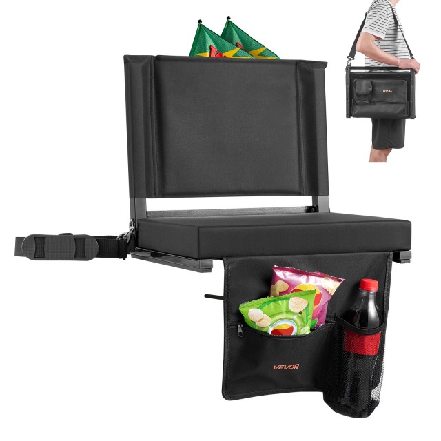 VEVOR Πτυσσόμενη Καρέκλα Κερκίδας με Πλάτη και Ενισχυμένο Μαξιλάρι, Μαύρη BXTYGZY1PCSH0W4CN001V0