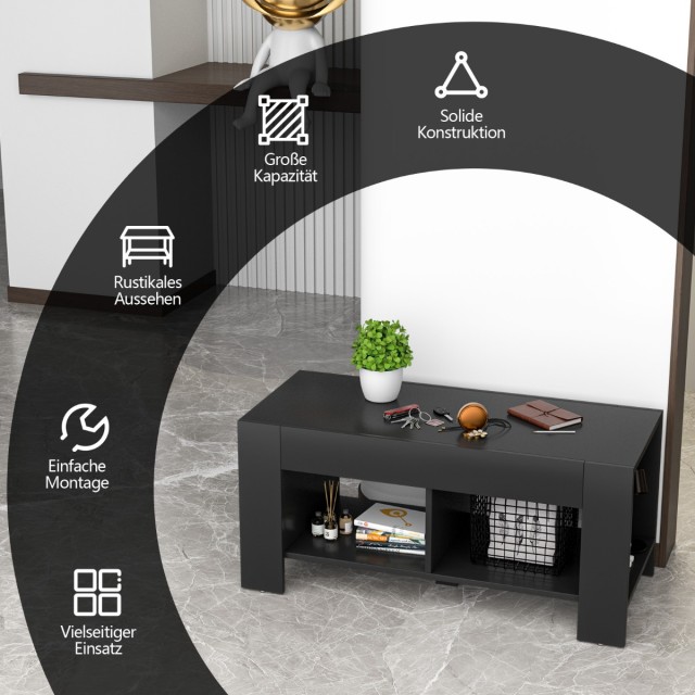 Costway  Τραπέζι σαλονιού με 5 πόδια 90 x 39 x 42 cm MDF Μαύρο. HW60167BK