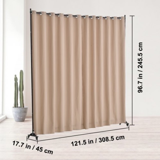 VEVOR Φορητό Διαχωριστικό Δωματίου 308.5 x 45 x 245.5 cm με Ρόδες Καφέ Οθόνη Απορρήτου BLPF96120INCE5PIQV0