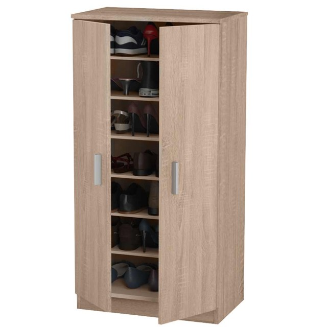 BAKAJI  Παπουτσοθήκη με 2 πόρτες 7 ράφια 55 x 36 x 108 cm - Πολυλειτουργικό ντουλάπι αποθήκευσης Δρυς  02826307