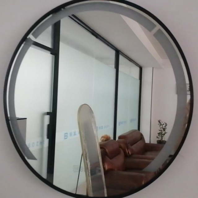 Costway Στρογγυλός καθρέφτης μπάνιου με LED φωτισμό και μαύρο αλουμινένιο πλαίσιο 3,5 x 60 x 60 cm BA8385DE-DK