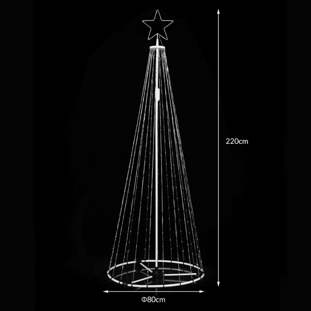 BAKAJI Φωτεινό Χριστουγεννιάτικο Δέντρο 224 cm με 324 LED RGB Έξυπνος Έλεγχος μέσω Εφαρμογής Φώτα Εξωτερικού Χώρου 02814887