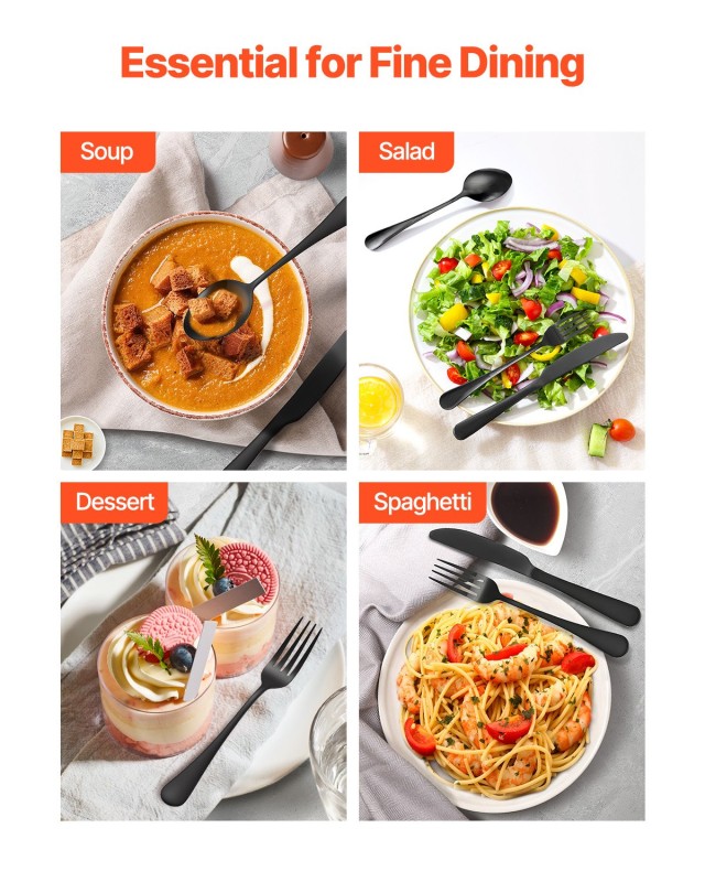 Σετ Μαχαιροπίρουνα 48 Τεμαχίων από Ανοξείδωτο Ατσάλι – Μαύρο 430BXGCJTZ48VZ5X8V0 VEVOR