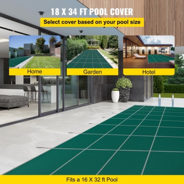 Κάλυμμα Ασφαλείας Πισίνας VEVOR 16x32FT Πράσινο Δίχτυ για Χειμώνα YYCM16X32YCYCG001V0