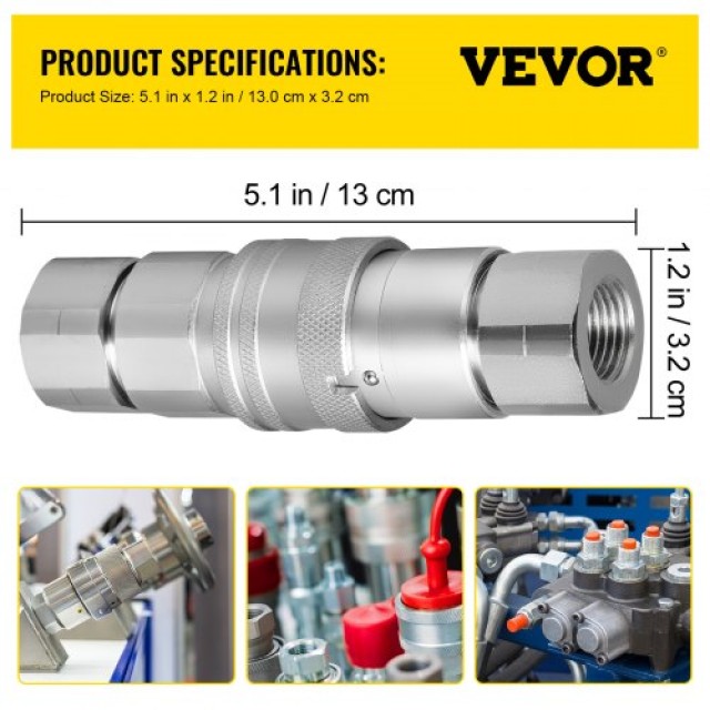 Υδραυλικός Ταχυσύνδεσμος VEVOR 3/4NPT (ISO 16028)  YYJT3/4YCYYJT04D1V0