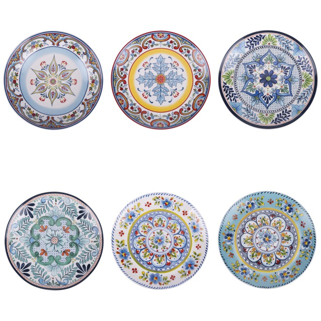 Villa DEste Σετ 6 τμχ  Πιατέλα φρούτων από πορσελάνη με άνθινη διακόσμηση Andalusia 5921463