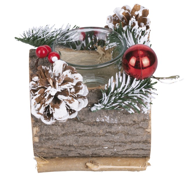 Galileo Χριστουγεννιάτικη βάση κεριών από ξύλο λεύκας Santas House 5916743