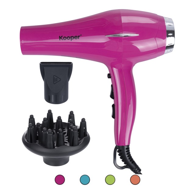 Kooper Σεσουάρ μαλλιών 2000 W με συγκεντρωτήρα και διαχύτη 3 ρυθμίσεις θερμότητας Kooper 5919141 Τυχαία Επιλογή Χρωμάτων