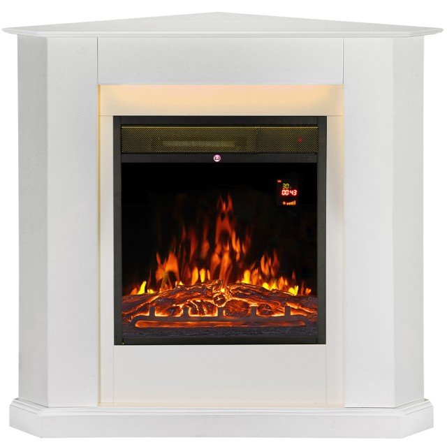 BAKAJI  Γωνιακό ΗλεκτρικόςΤζάκι Τοίχου 96 x 68 x 93 cm,  Ζυρίχη Λευκό 2000W Τζάκι Led Τοίχου  02840167