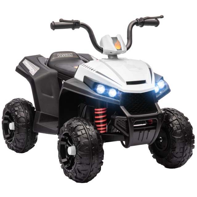 AIYAPLAY Παιδικό Ηλεκτρικό Quad 12V με 2 Μοτέρ, Ανάρτηση, Φώτα LED, MP3, 37-60 Μηνών, για Εσωτερικό & Εξωτερικό Χώρο, Λευκό 370-375V90WT