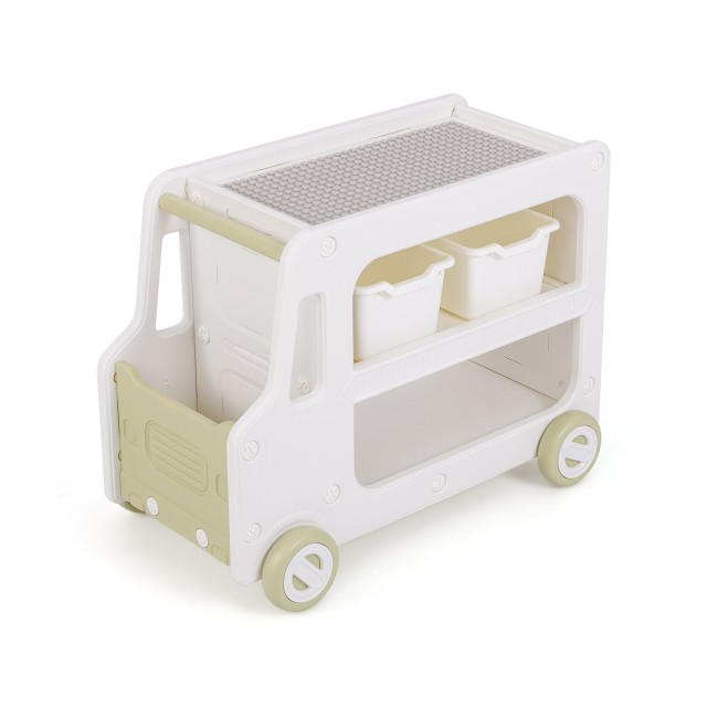 Costway Παιδική Ραφιέρα σε Σχήμα Αυτοκινήτου με 2 Κουτιά Αποθήκευσης, Λευκό UY10077GN