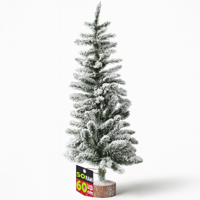 BAKAJI Χριστουγεννιάτικο Δέντρο με Χιόνι 60εκ με 50 Κλαδιά και Ρεαλιστικό Εφέ Χιονιού Βάση Κορμού 02842829